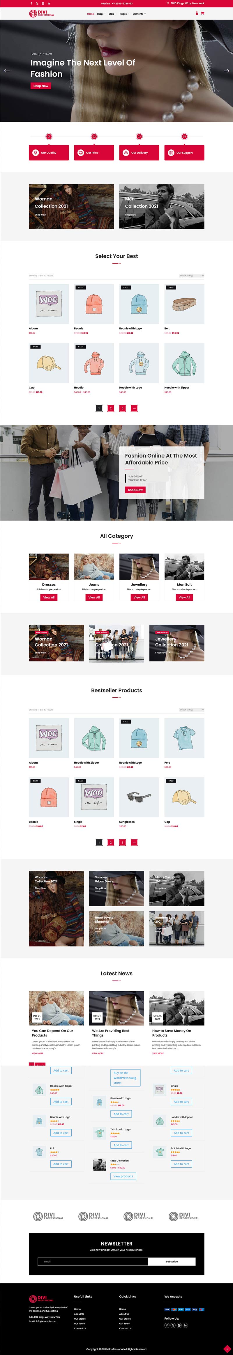 Divi Fashion Shop eCommerce Theme - The Clever Robot Inc.