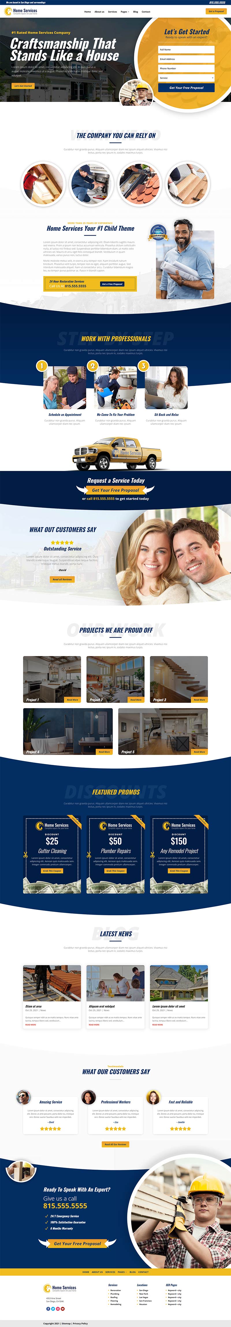 Divi Home Services Theme - The Clever Robot Inc.