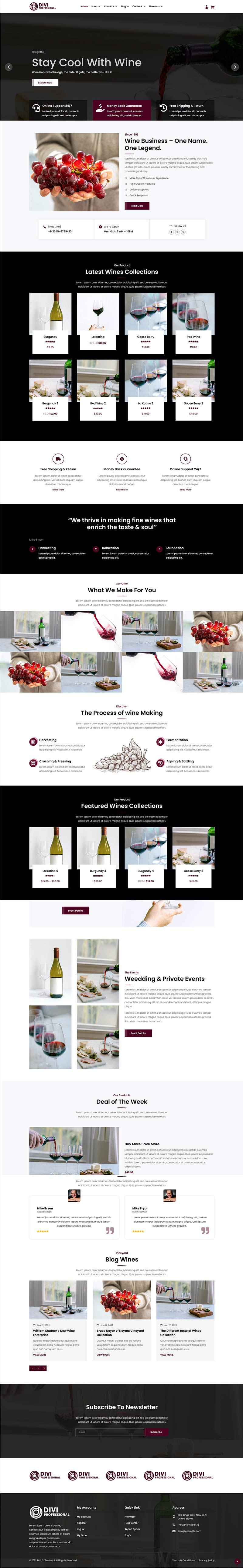 Divi Wine Shop & Vineyard eCommerce Theme - The Clever Robot Inc.